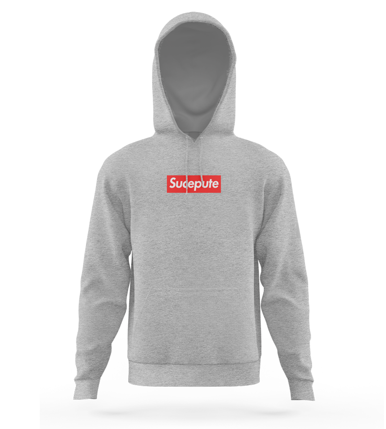 SWEAT-SHIRT CAPUCHE | "SUCEPUTE" - Gris Chiné