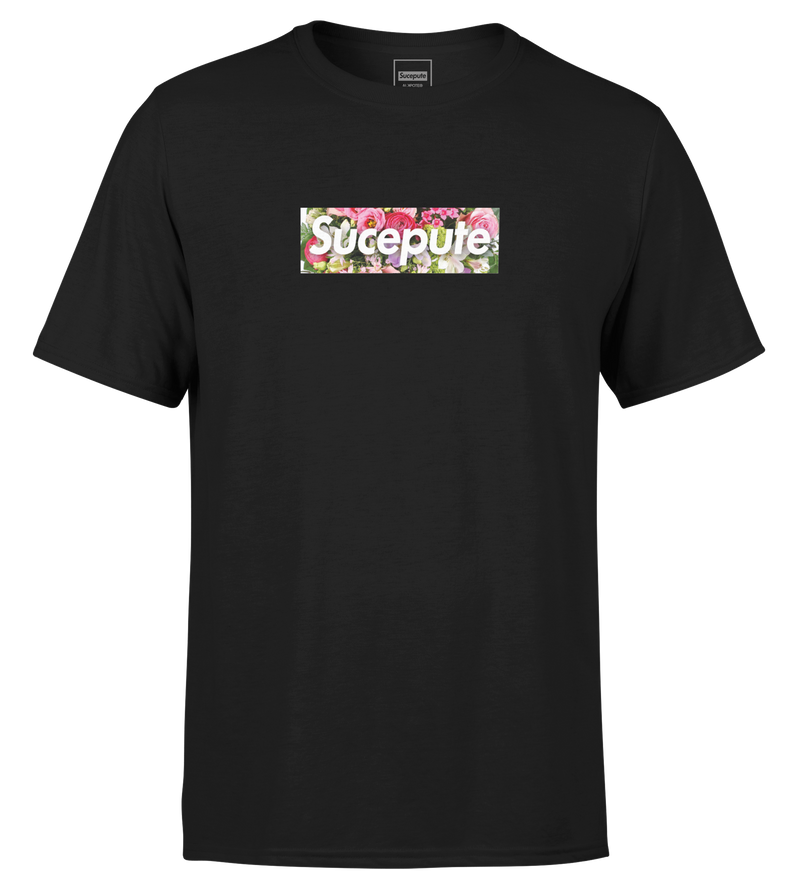 T-SHIRT MANCHES COURTES | "SUCEPUTE FLOWERS" - Noir